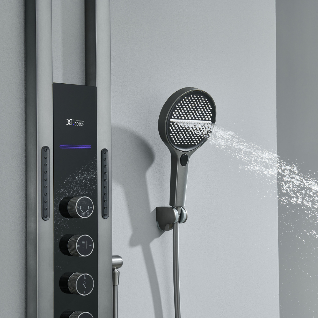Panneau de douche thermostatique Marcelo – Affichage numérique - Noir mat