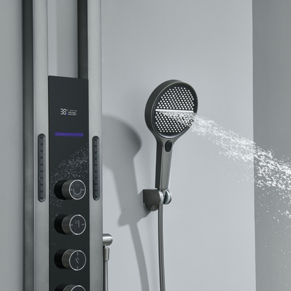 Panneau de douche thermostatique Marcelo – Affichage numérique - Noir mat