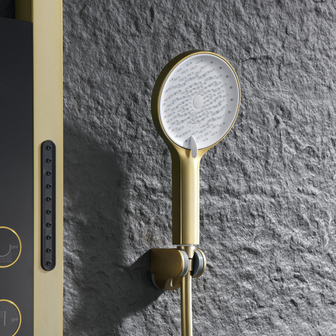 Panneau de douche thermostatique Marcelo – Affichage numérique - Or brossé
