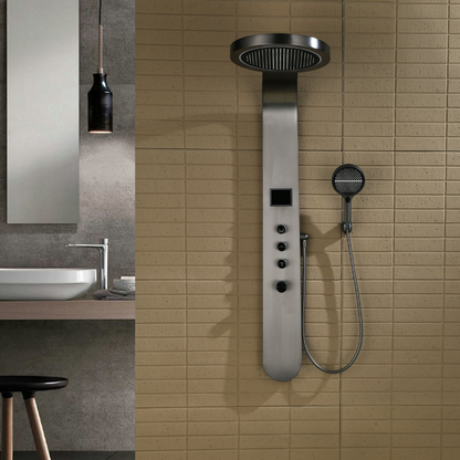 Robinet de baignoire indépendant Lisandro – Sortie d'eau en cascade – Nickel brossé