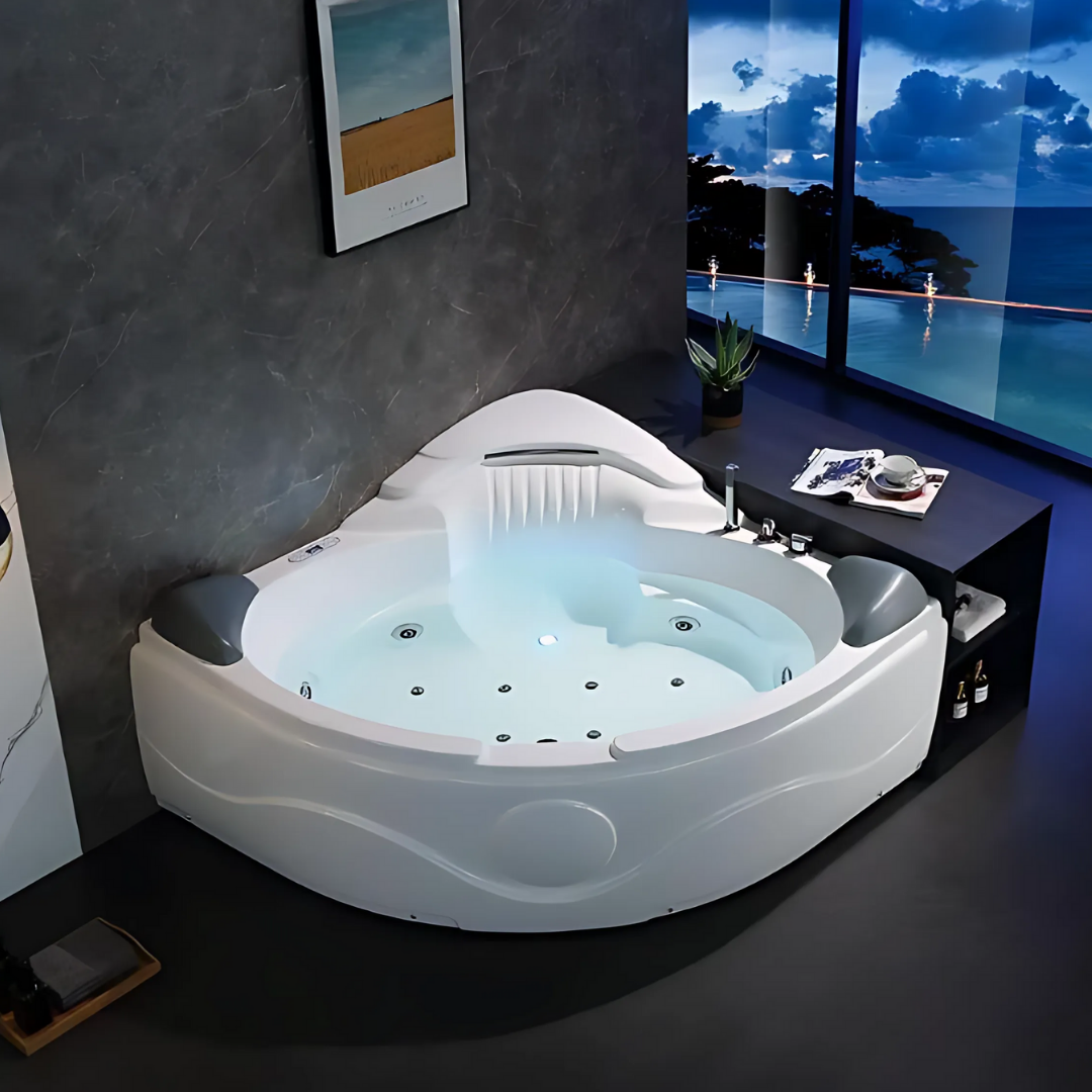 Hoekbad Massagebad – Bellavista – Glans Blanc – 154x154x80 cm