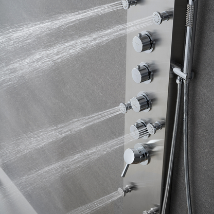 Robinet de baignoire indépendant Lisandro – Sortie d'eau en cascade – Nickel brossé