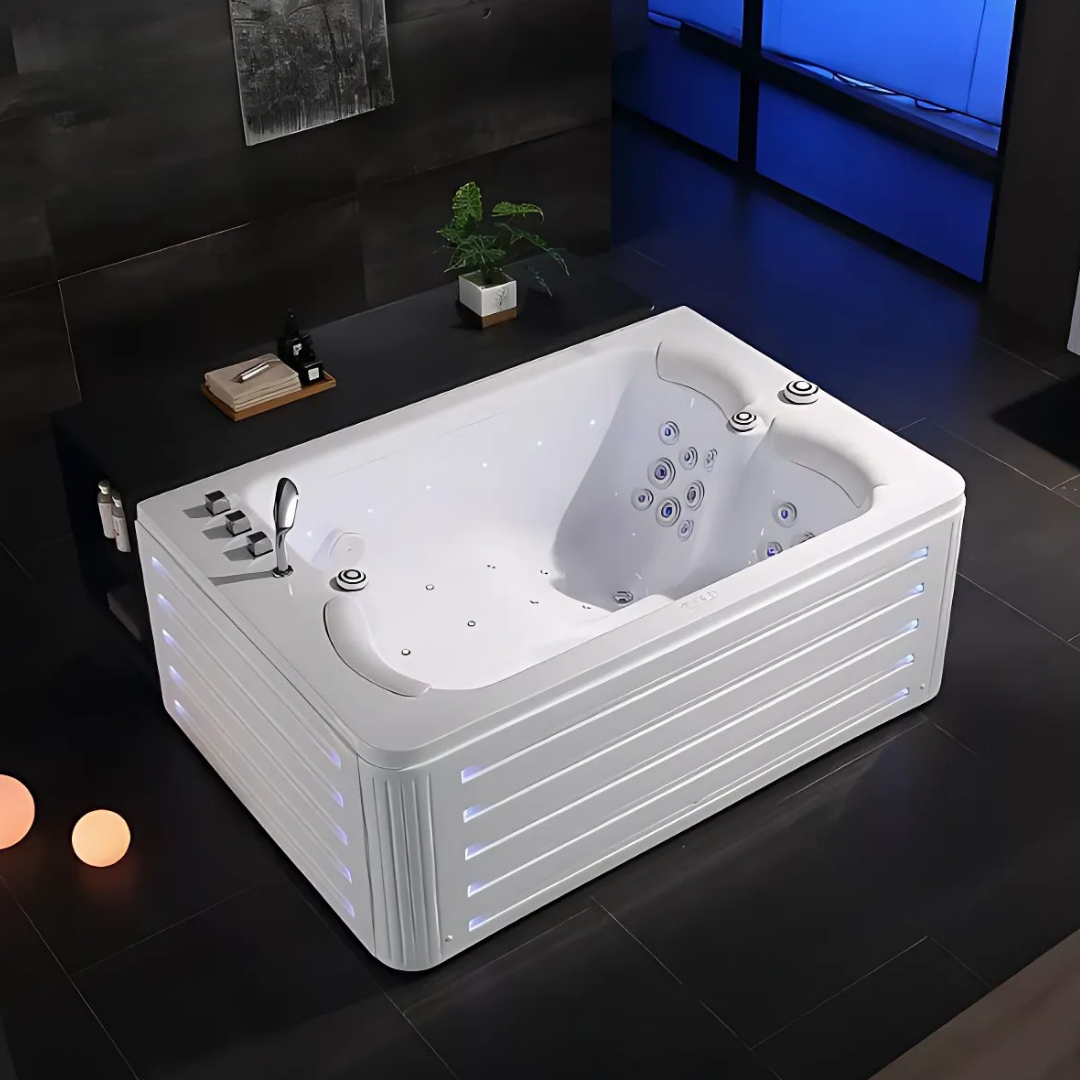 Opbouw Massagebad – Miami – Glans Blanc – 192x130x75 cm