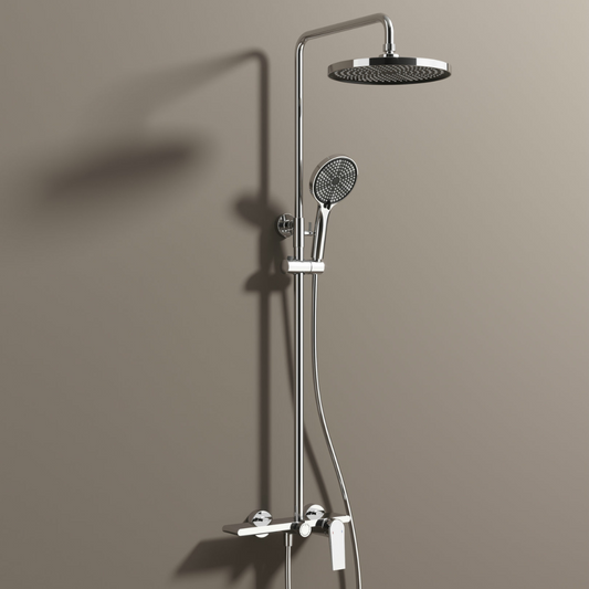 Robinet de baignoire indépendant Lisandro – Sortie d'eau en cascade – Nickel brossé