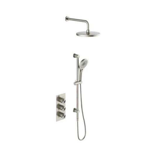 Ensemble de douche à effet pluie encastré thermostatique Valencia - Douche à air II - Nickel brossé