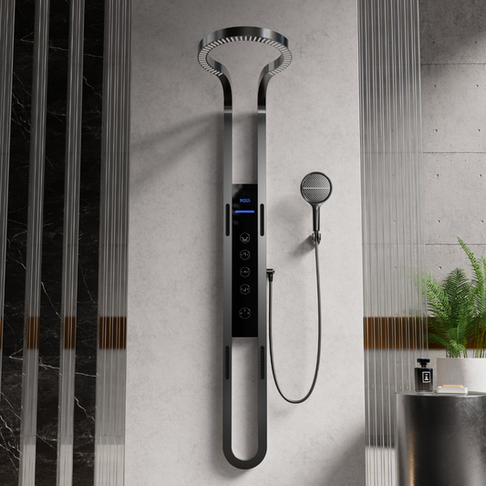 Panneau de douche thermostatique Marcelo – Affichage numérique - Gris gunmetal