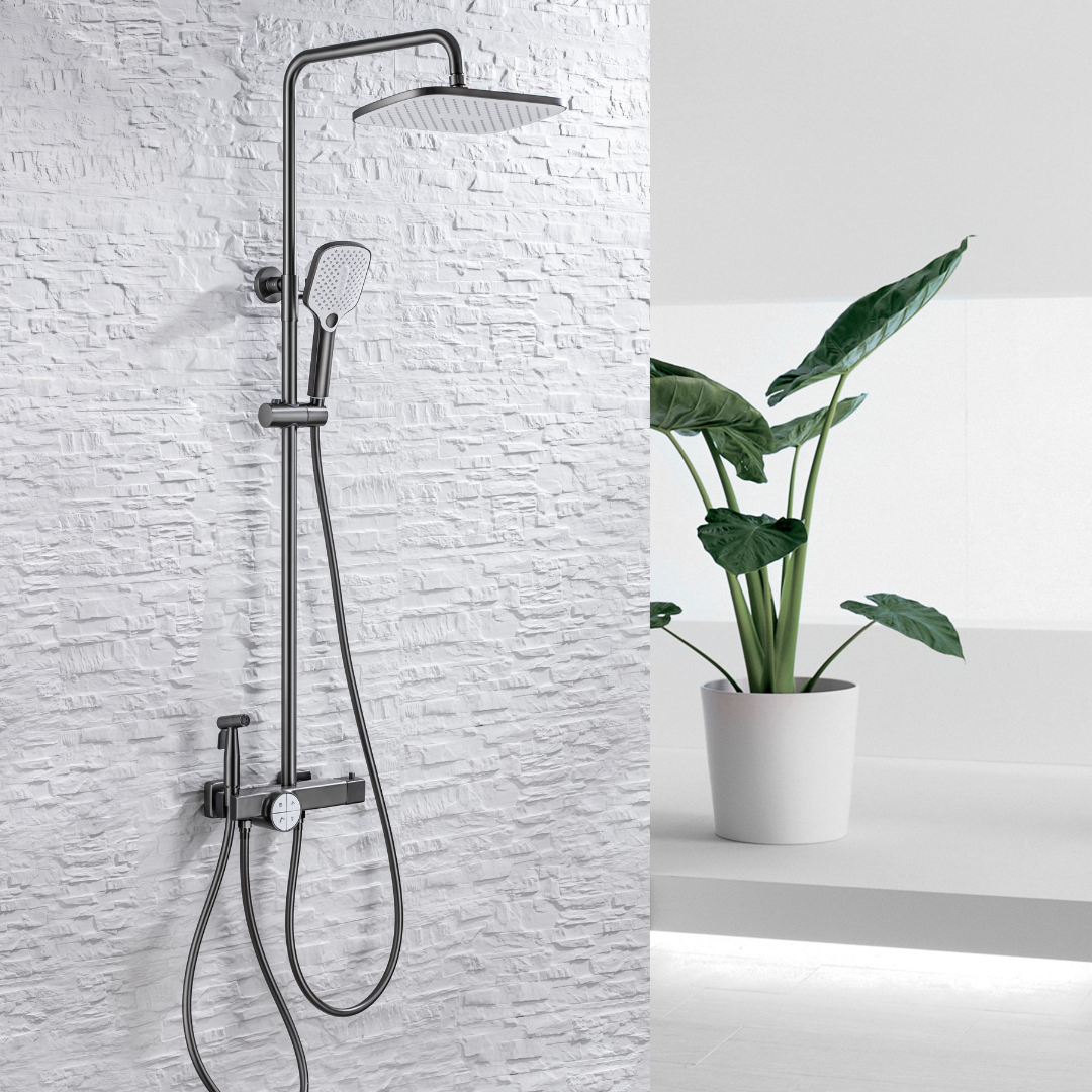 Thermostatische opbouw regendoucheset- Angelo - Gunmetal grey