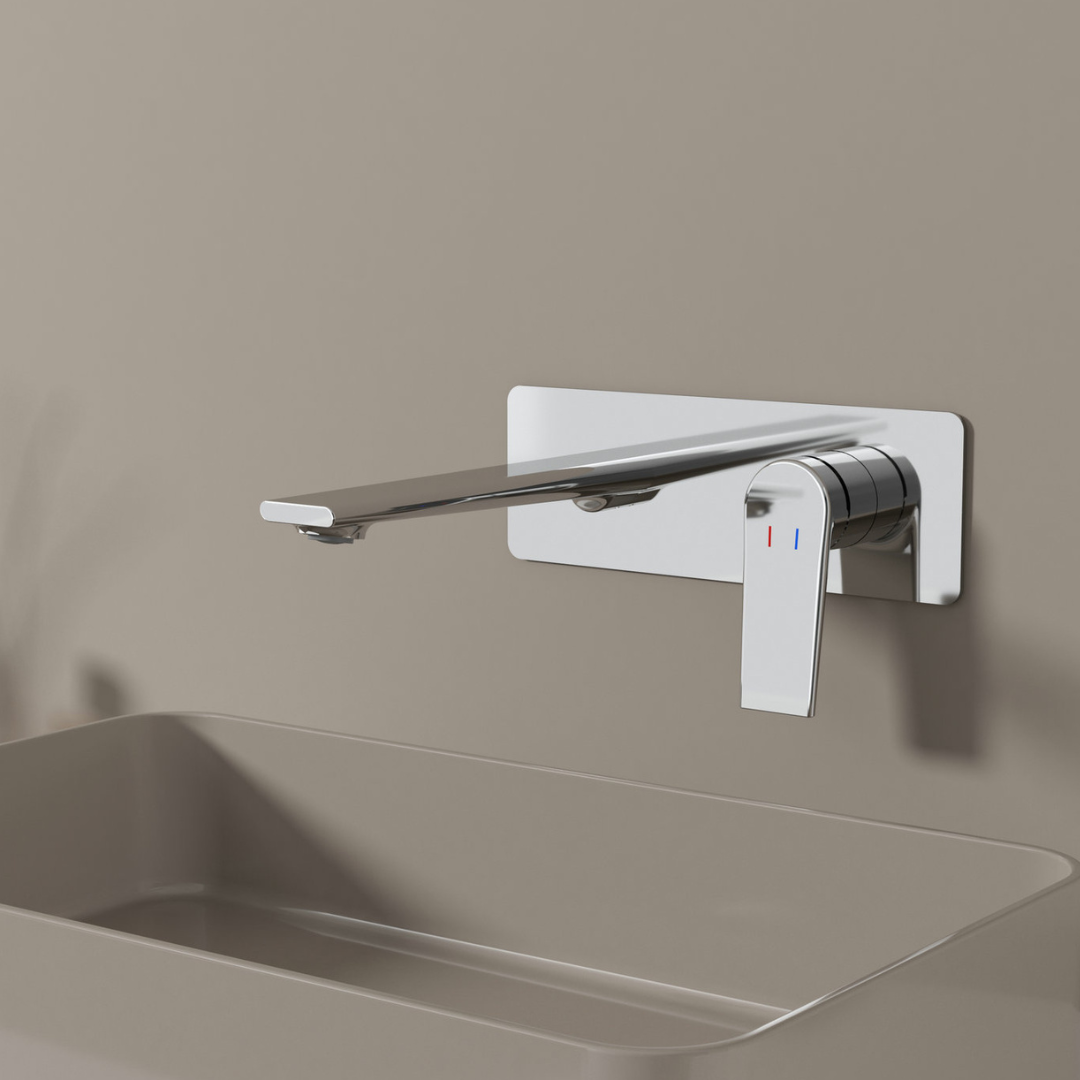 Robinet de baignoire indépendant Lisandro – Sortie d'eau en cascade – Nickel brossé