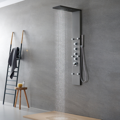 Robinet de baignoire indépendant Lisandro – Sortie d'eau en cascade – Nickel brossé
