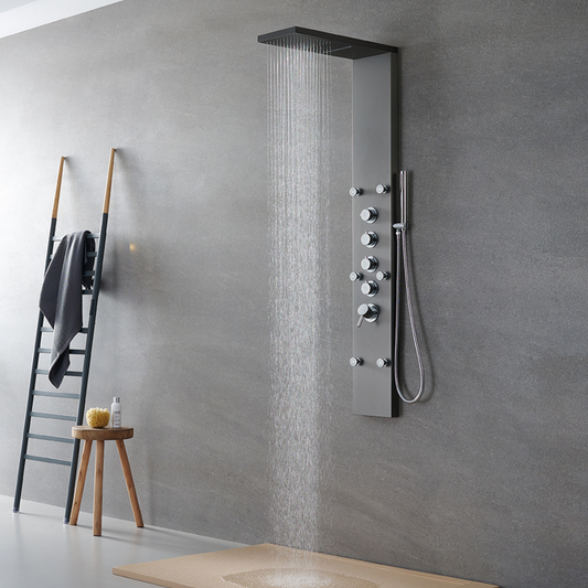 Robinet de baignoire indépendant Lisandro – Sortie d'eau en cascade – Nickel brossé