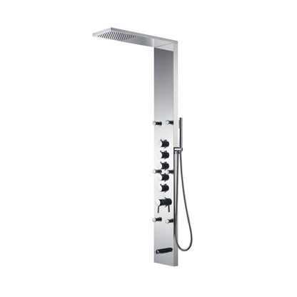 Robinet de baignoire indépendant Lisandro – Sortie d'eau en cascade – Nickel brossé
