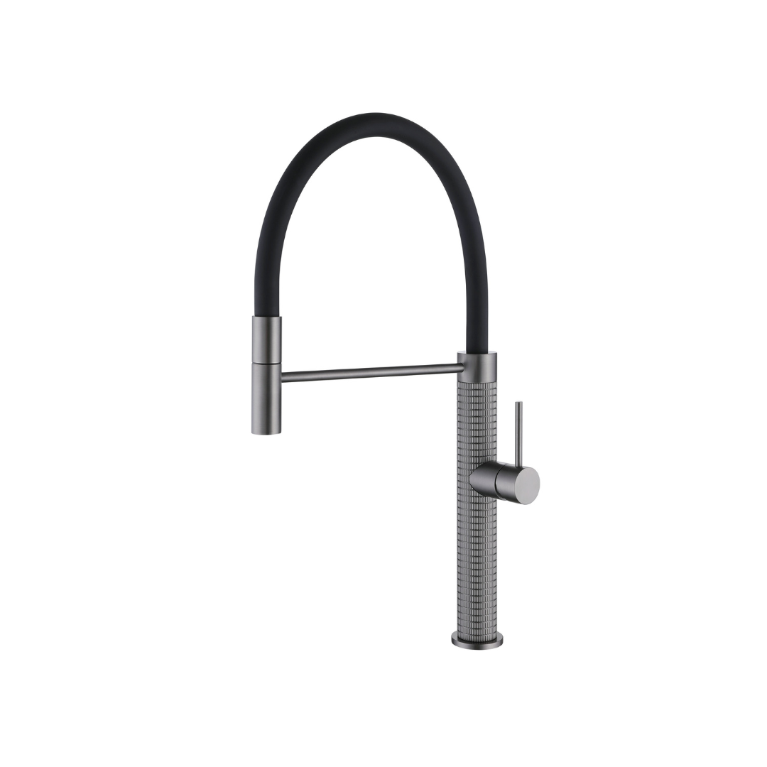 Robinet de cuisine semi-professionnel Angelica – Bec rétractable – Gris gunmetal