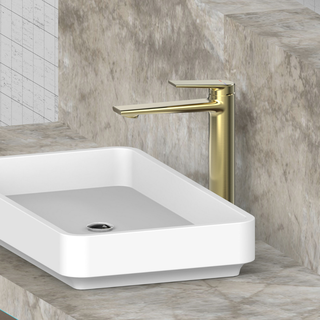 Robinet de baignoire indépendant Lisandro – Sortie d'eau en cascade – Nickel brossé