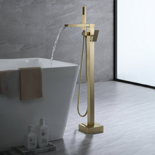 Robinet de bain indépendant Lisandro – Sortie d'eau en cascade – Or brossé