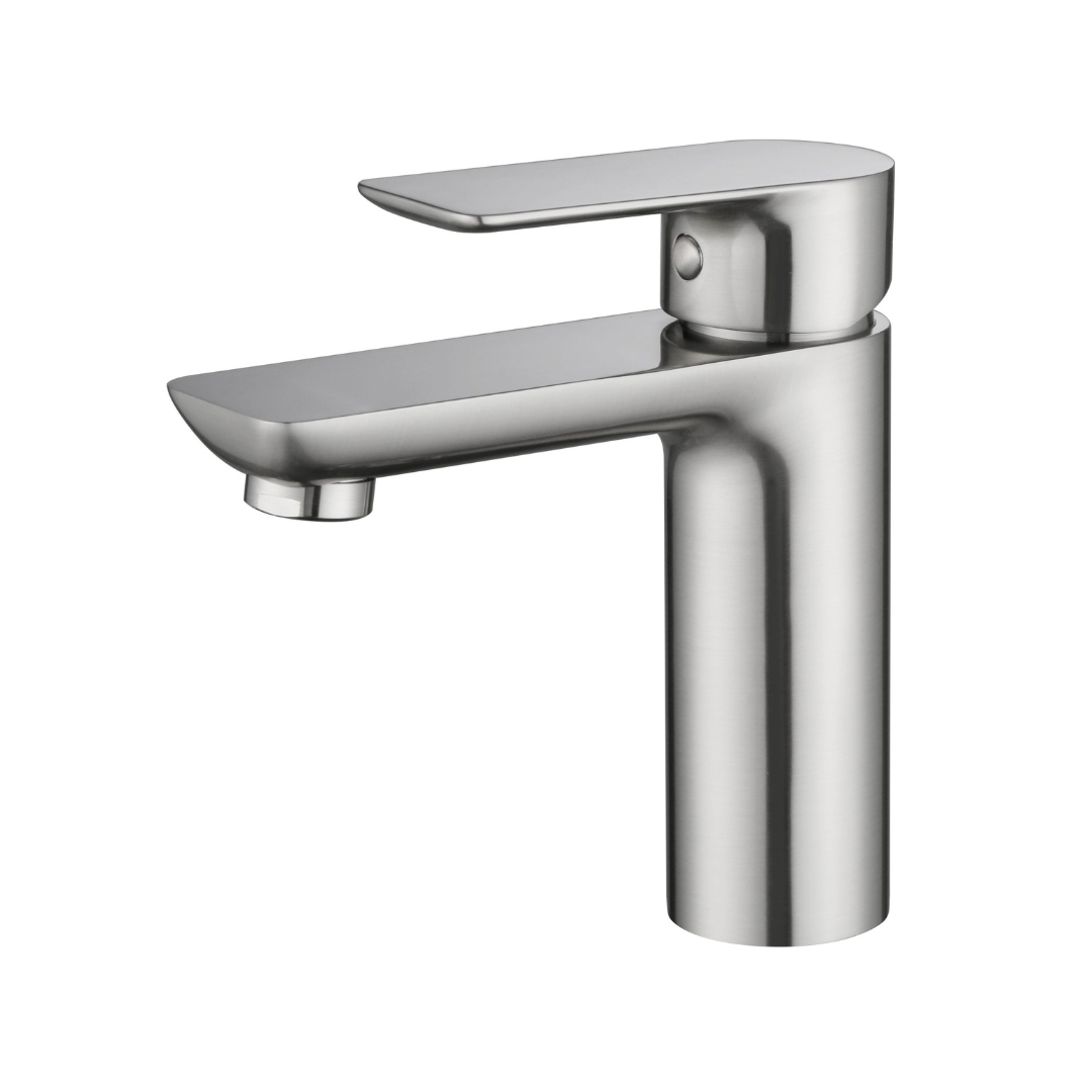Robinet de baignoire indépendant Lisandro – Sortie d'eau en cascade – Nickel brossé