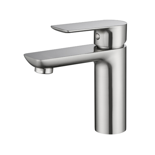 Robinet de baignoire indépendant Lisandro – Sortie d'eau en cascade – Nickel brossé