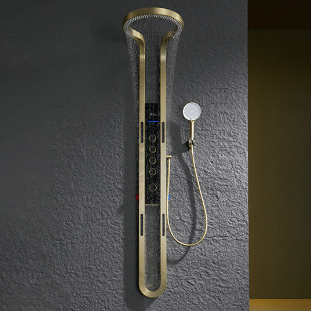 Panneau de douche thermostatique Marcelo – Affichage numérique - Or brossé