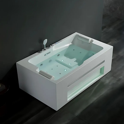 Opbouw Massagebad – Milan – Glans Blanc – Haut-parleurs Bluetooth - 180x107x60 cm