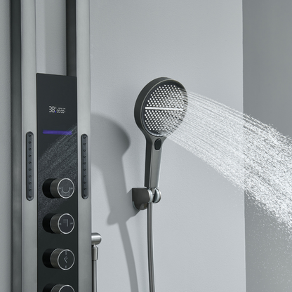 Panneau de douche thermostatique Marcelo – Affichage numérique - Gris gunmetal