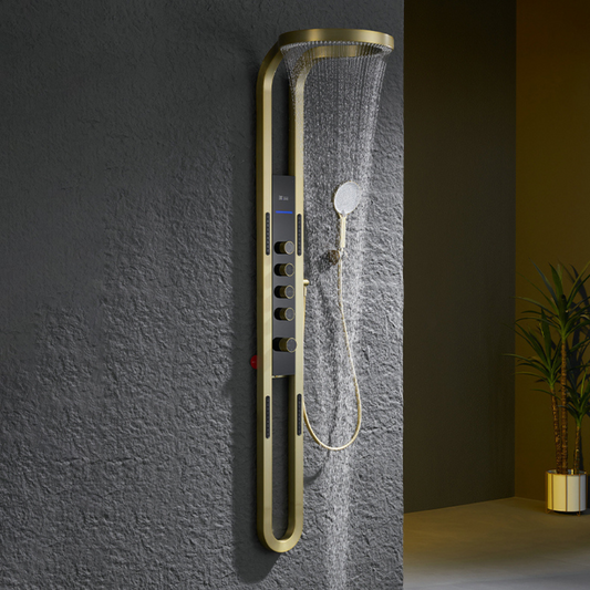 Panneau de douche thermostatique Marcelo – Affichage numérique - Or brossé