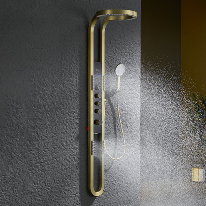 Panneau de douche thermostatique Marcelo – Affichage numérique - Or brossé