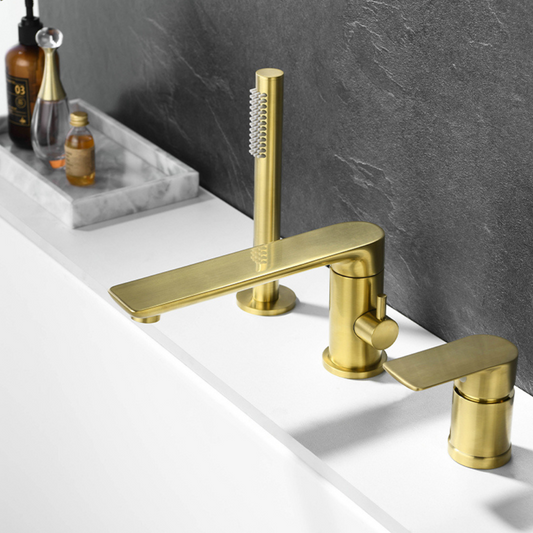 Robinet de baignoire indépendant Lisandro – Sortie d'eau en cascade – Nickel brossé