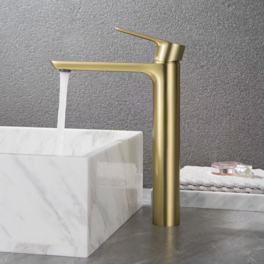 Robinet de baignoire indépendant Lisandro – Sortie d'eau en cascade – Nickel brossé