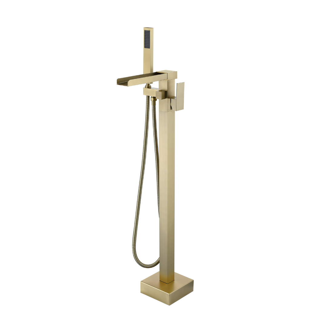 Robinet de bain indépendant Lisandro – Sortie d'eau en cascade – Or brossé
