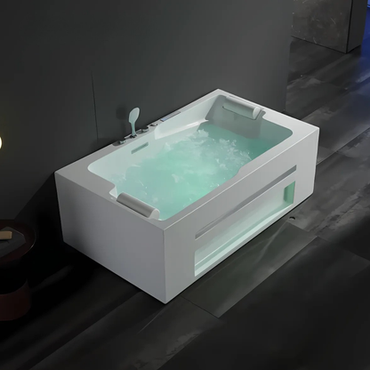 Opbouw Massagebad – Milan – Glans Blanc – Haut-parleurs Bluetooth - 180x107x60 cm