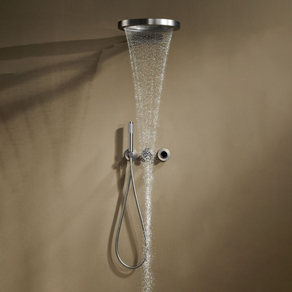 Ensemble de douche à effet pluie encastré thermostatique – Marino – Cascade & Douche à main – Régulation numérique – Chrome