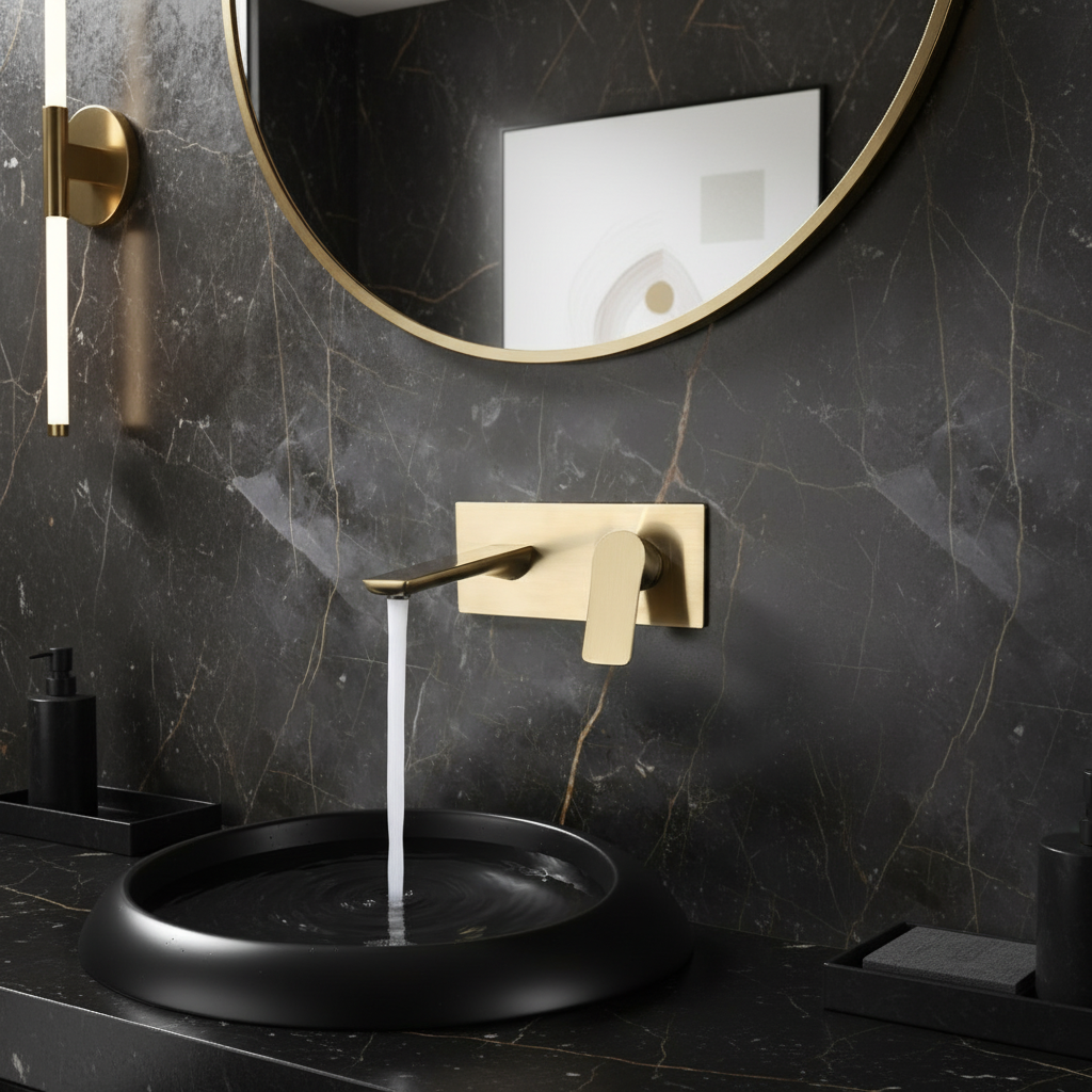 Inbouw wastafelkraan Silvio – Brushed gold - 25 × 10 × 20 cm