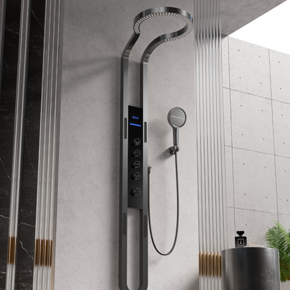Panneau de douche thermostatique Marcelo – Affichage numérique - Gris gunmetal