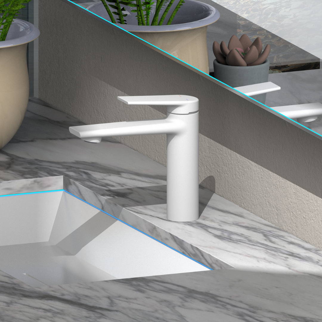 Robinet de baignoire indépendant Lisandro – Sortie d'eau en cascade – Nickel brossé