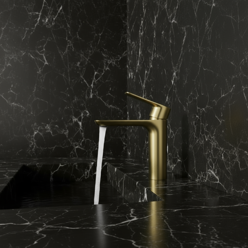 Opbouw wastafelkraan  Silvio – Brushed gold - 14 × 16,5 × 4,3 cm