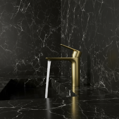 Opbouw wastafelkraan  Silvio – Brushed gold - 14 × 16,5 × 4,3 cm