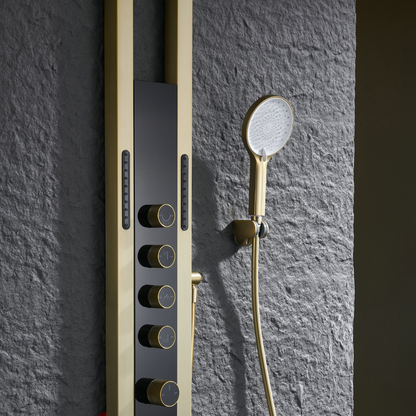 Panneau de douche thermostatique Marcelo – Affichage numérique - Or brossé