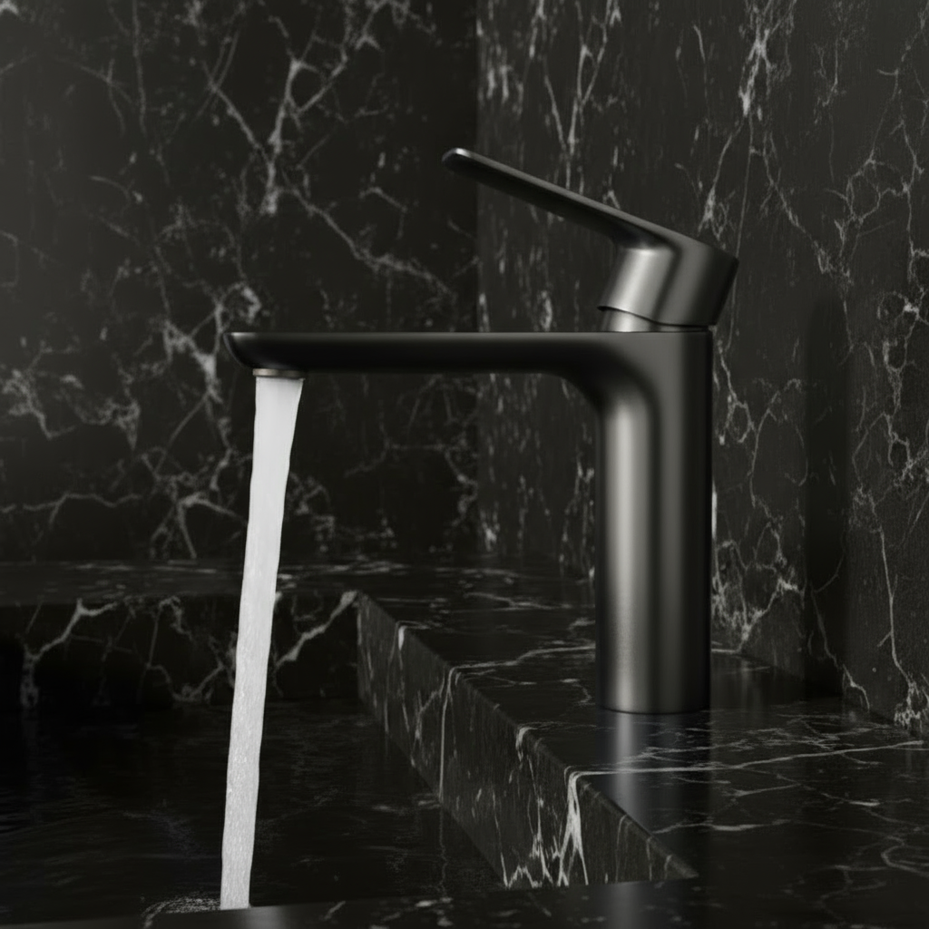 Opbouw wastafelkraan  – Silvio – Gunmetal grey - 14 × 16,5 × 4,3 cm