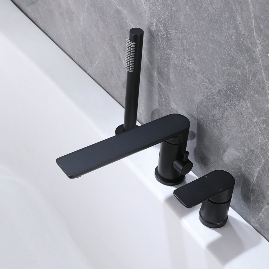 Robinet de baignoire indépendant Lisandro – Sortie d'eau en cascade – Nickel brossé