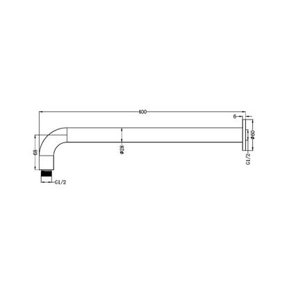 Gebogen Wandarm Capri – Graphite – 400 mm