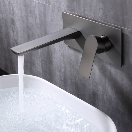 Robinet de baignoire indépendant Lisandro – Sortie d'eau en cascade – Nickel brossé