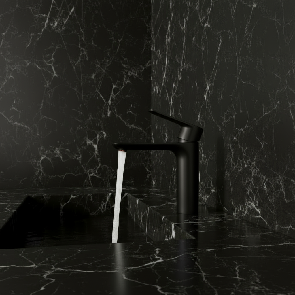 Opbouw wastafelkraan Silvio – Mat zwart - 14 × 16,5 × 4,3 cm