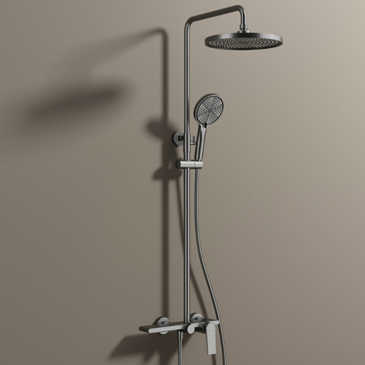 Robinet de baignoire indépendant Lisandro – Sortie d'eau en cascade – Nickel brossé