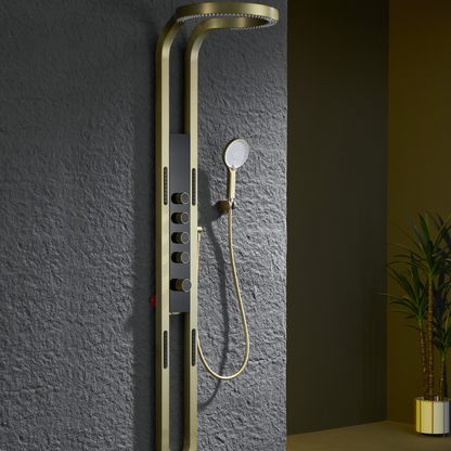 Panneau de douche thermostatique Marcelo – Affichage numérique - Or brossé
