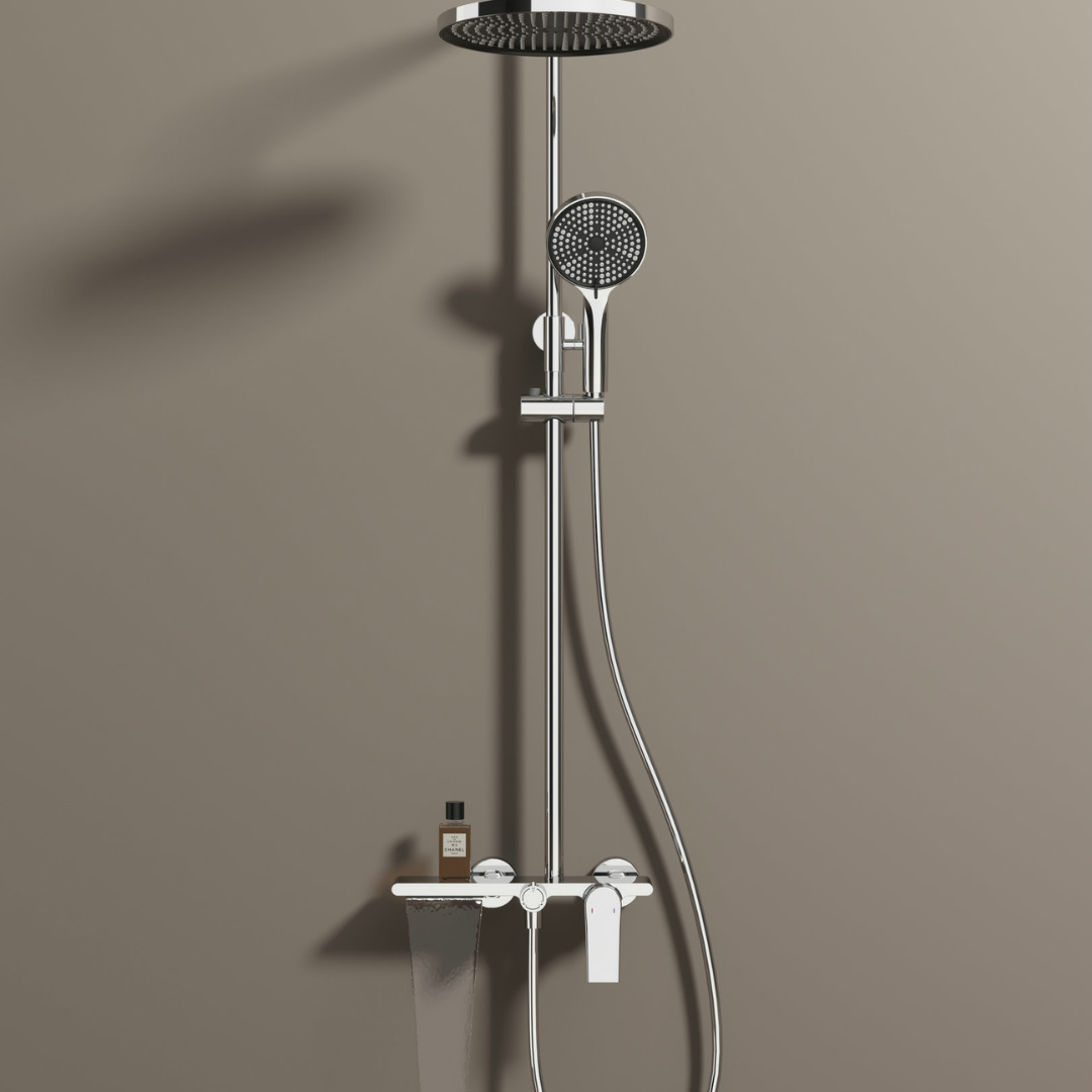 Robinet de baignoire indépendant Lisandro – Sortie d'eau en cascade – Nickel brossé