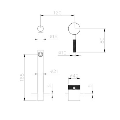 Inbouw wastafelkraan Taylor - Mat zwart - 8 × 12 × 16,5 cm