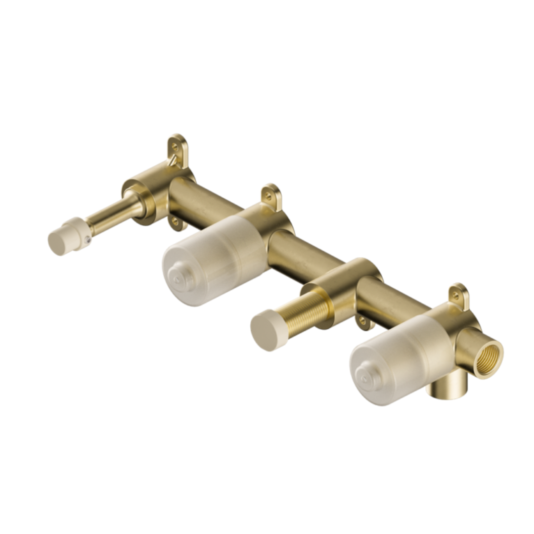 Inbouw badmengkraan Sorrento - Carrara - Staafhanddouche en uitloop - Zonder achterplaat - Brushed bronze