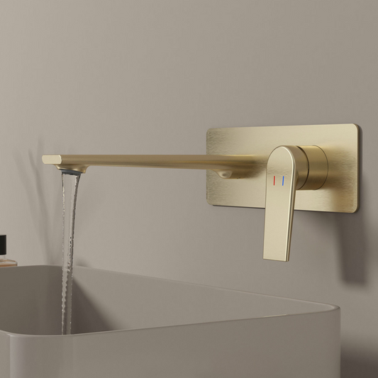 Robinet de baignoire indépendant Lisandro – Sortie d'eau en cascade – Nickel brossé