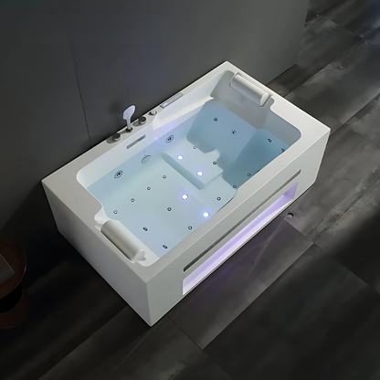 Opbouw Massagebad – Milan – Glans Blanc – Haut-parleurs Bluetooth - 180x107x60 cm