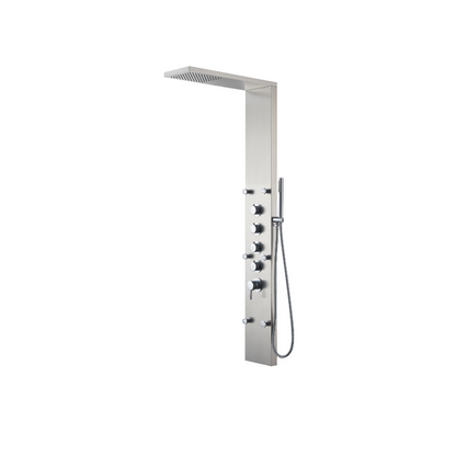 Robinet de baignoire indépendant Lisandro – Sortie d'eau en cascade – Nickel brossé