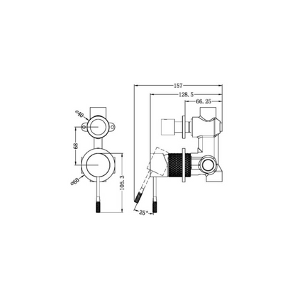 Inbouw mengkraan met diverter – Valencia - 2-gats – Brushed gold